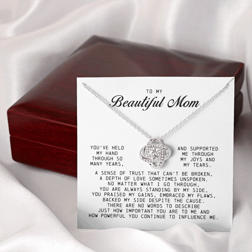 To My Beautiful Mom Love Knot Necklace
