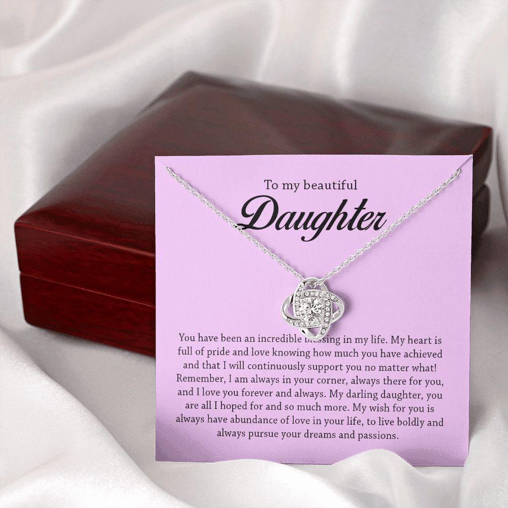 To My Beautiful Daughter, Love Knot Necklace