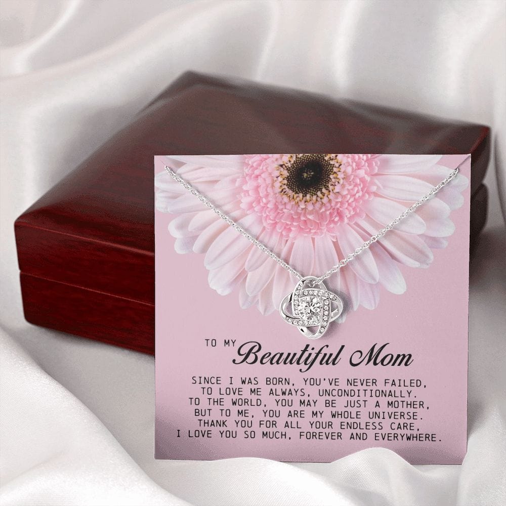To My Beautiful Mom Love Knot Necklace