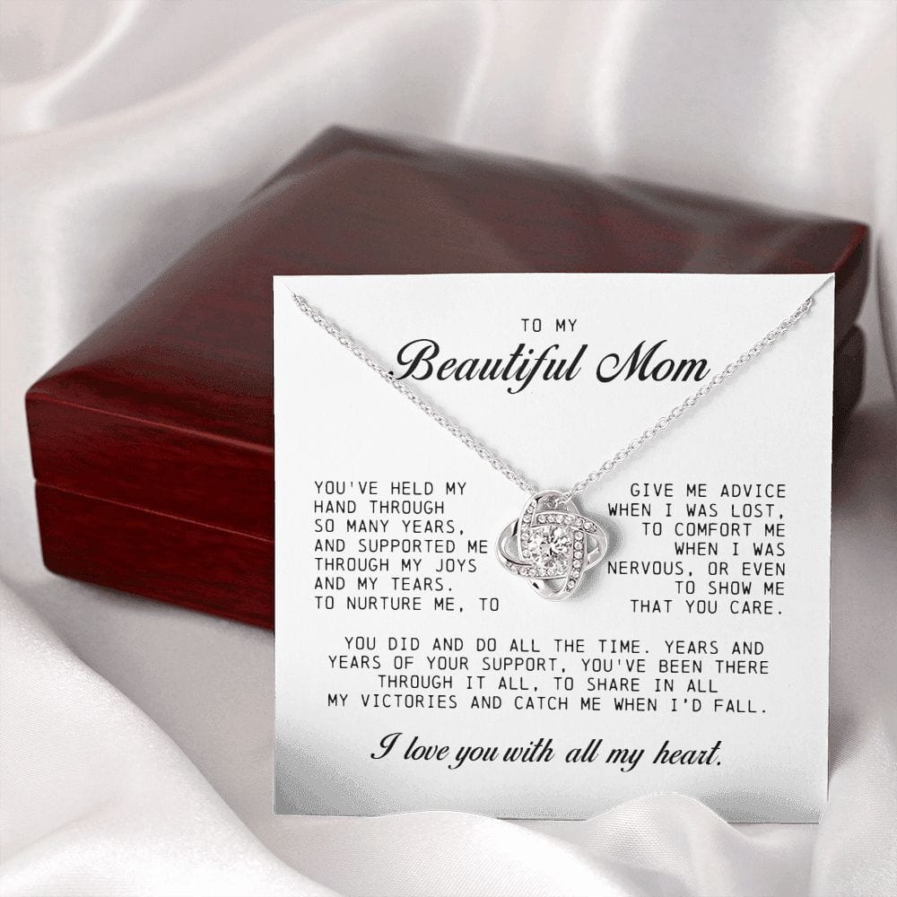 To my Beautiful Mom, Mother's Day Gift, Love Knot Necklace