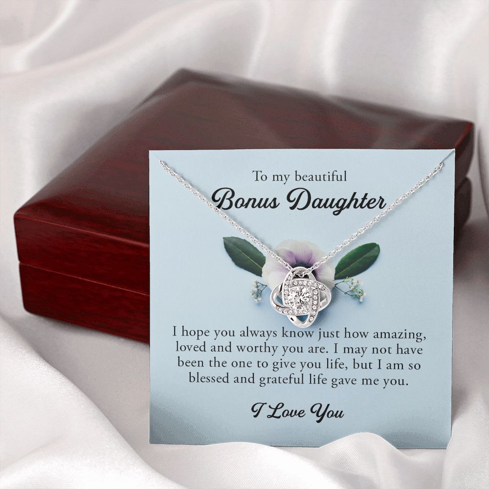 To My Beautiful Bonus Daughter, Love Knot Necklace