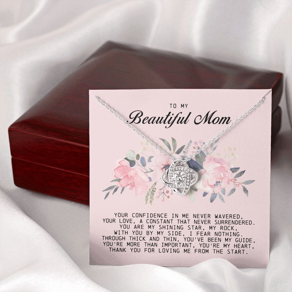 To my Beautiful Mom, Love Knot Necklace, Mother's Day Gift