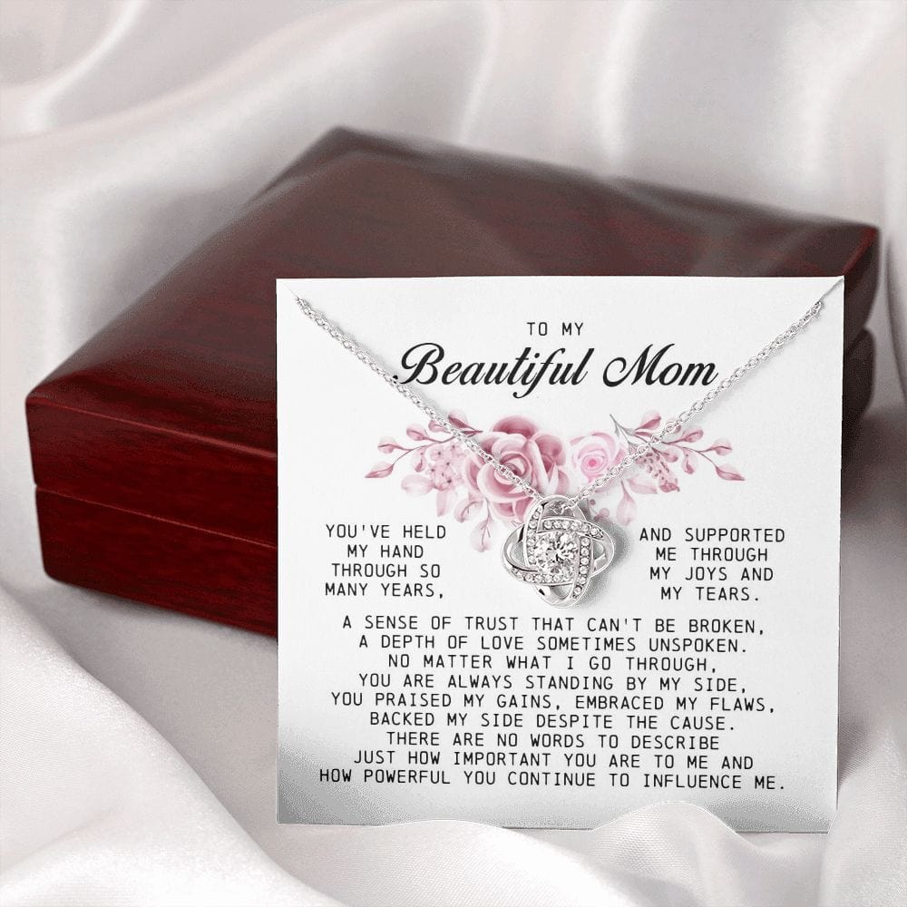 To My Beautiful Mom Love Knot Necklace