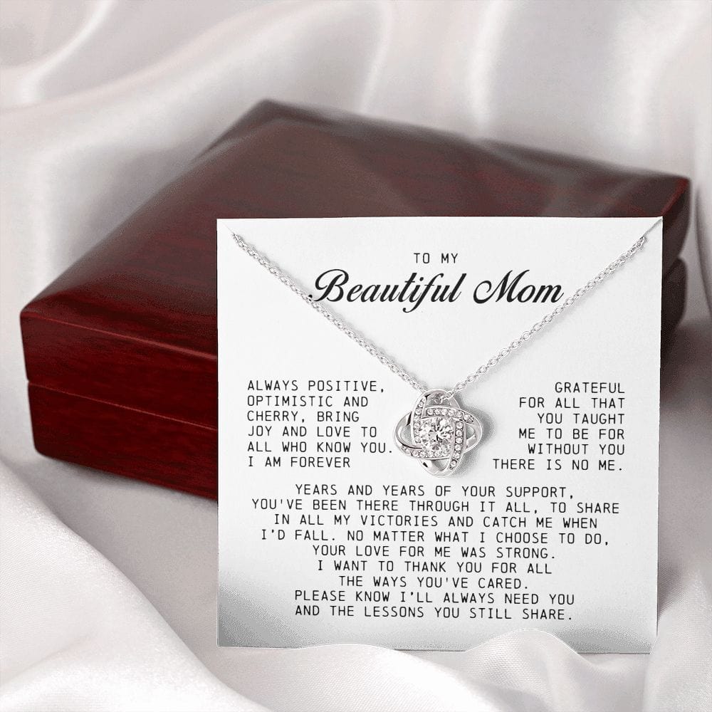 To My Beautiful Mom Love Knot Necklace