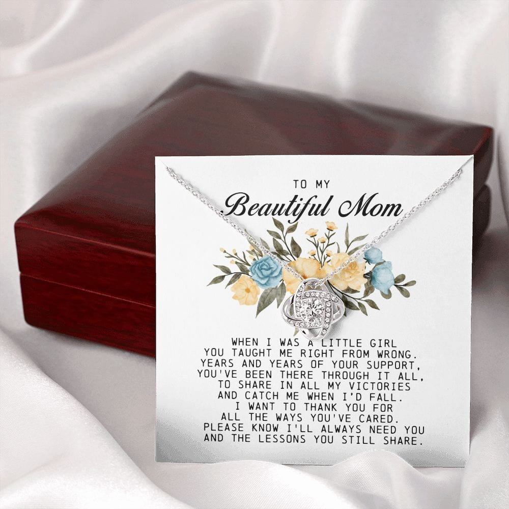 To my Beautiful Mom, Mother's Day Gift, Love Knot Necklace