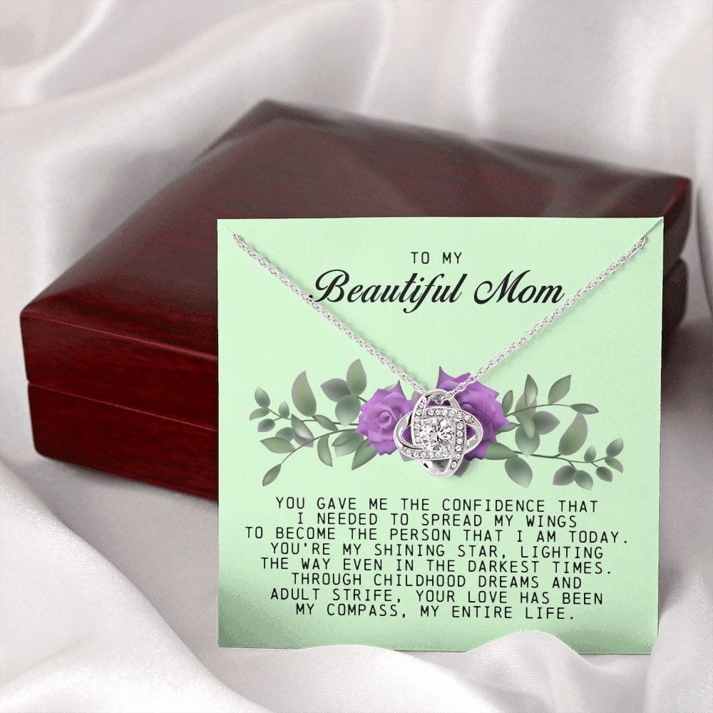 To My Beautiful Mom Love Knot Necklace