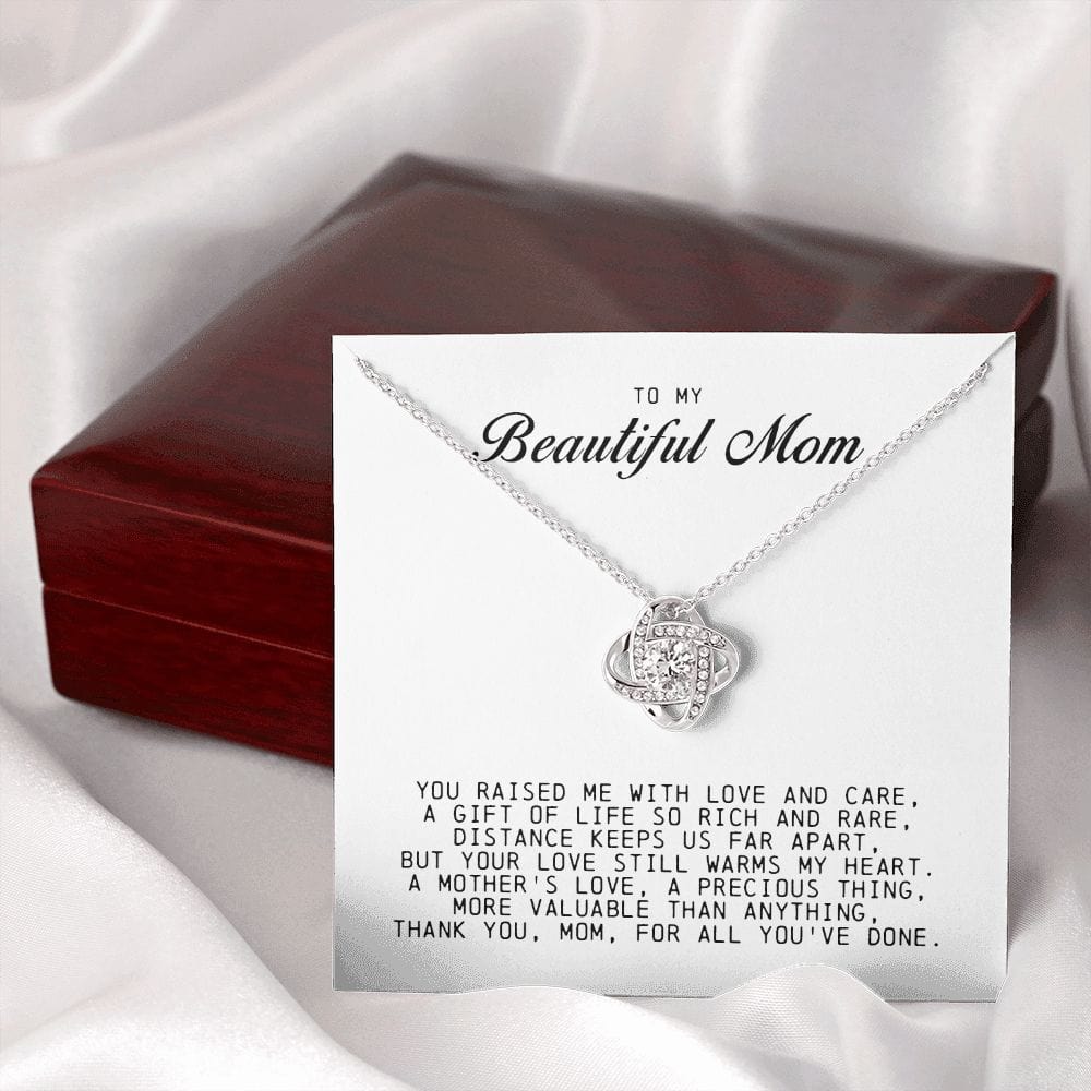 To My Beautiful Mom Love Knot Necklace