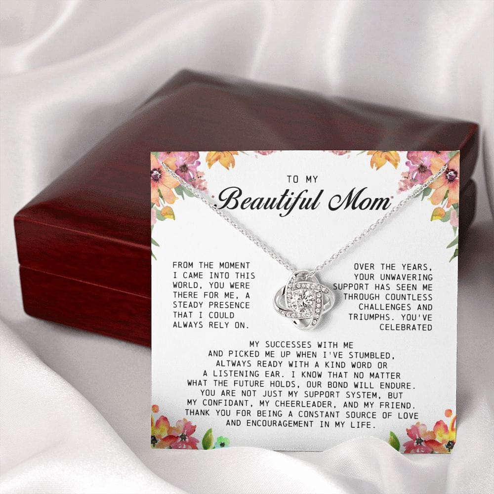 To my Beautiful Mom, Mother's Day Gift, Love Knot Necklace