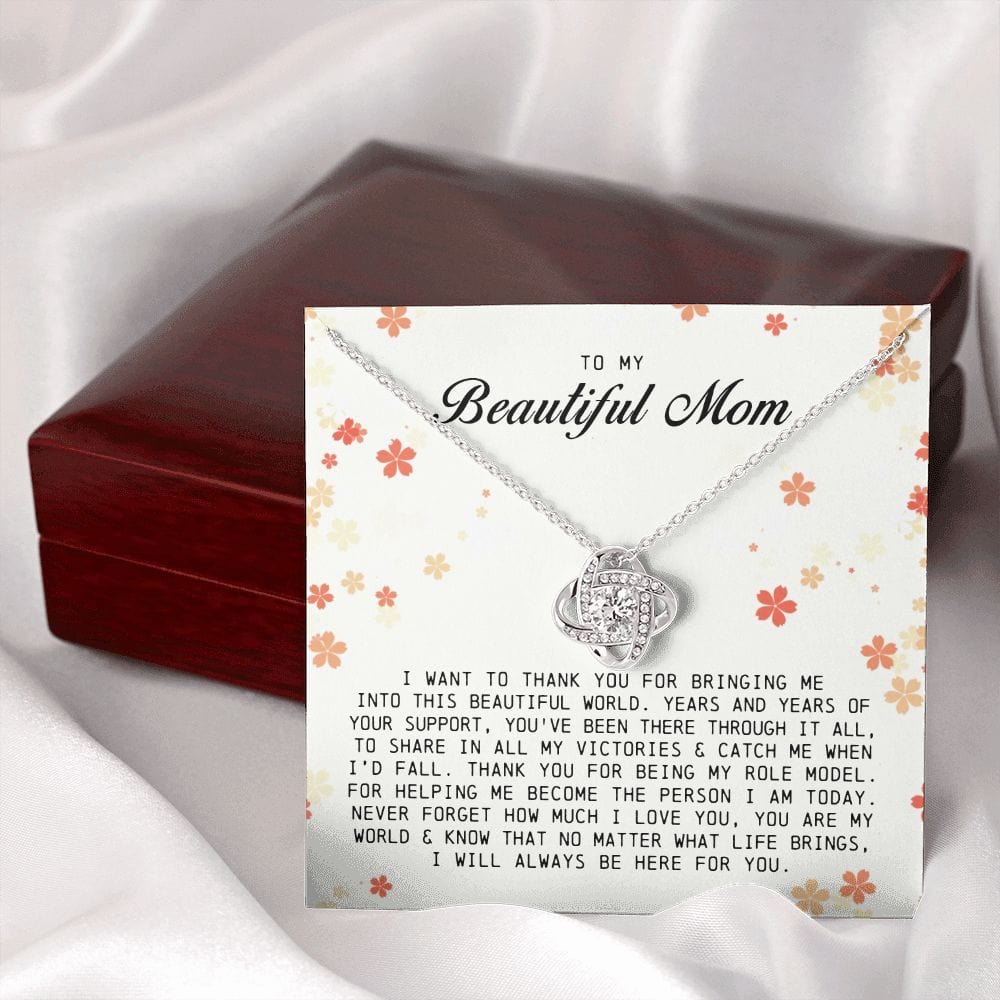 To My Beautiful Mom, Love Knot Necklace