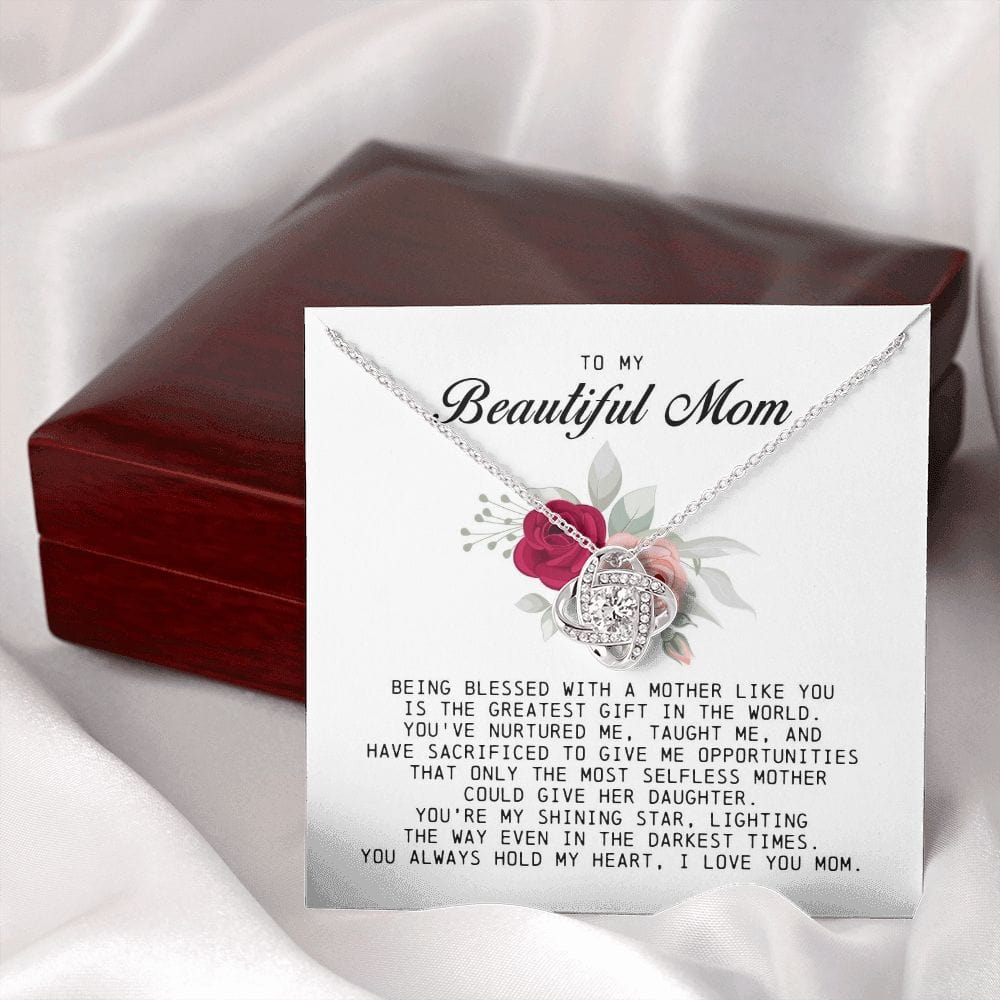 To My Beautiful Mom Love Knot Necklace