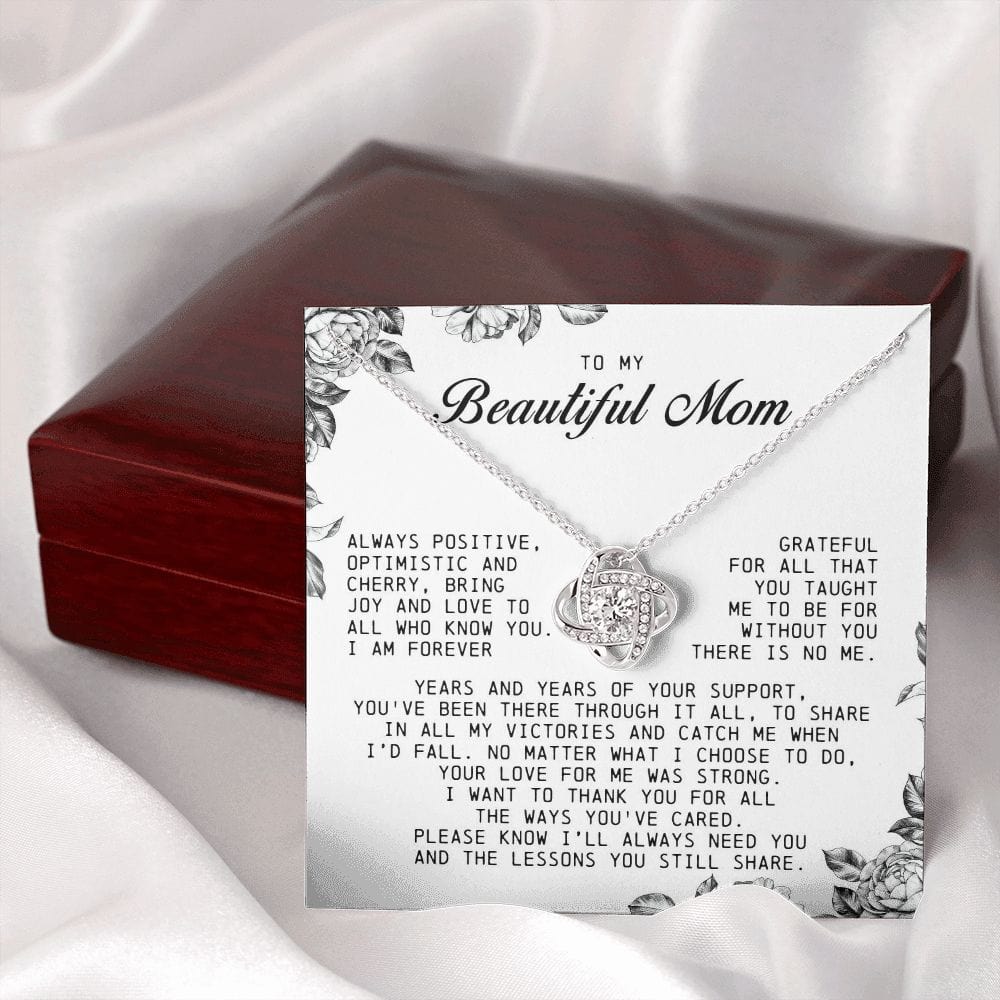To My Beautiful Mom Love Knot Necklace