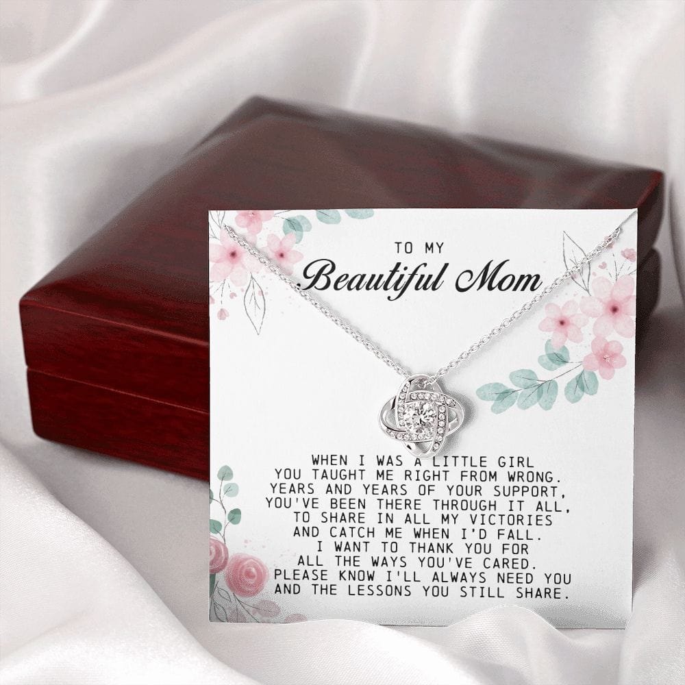 To my Beautiful Mom, Mother's Day Gift, Love Knot Necklace