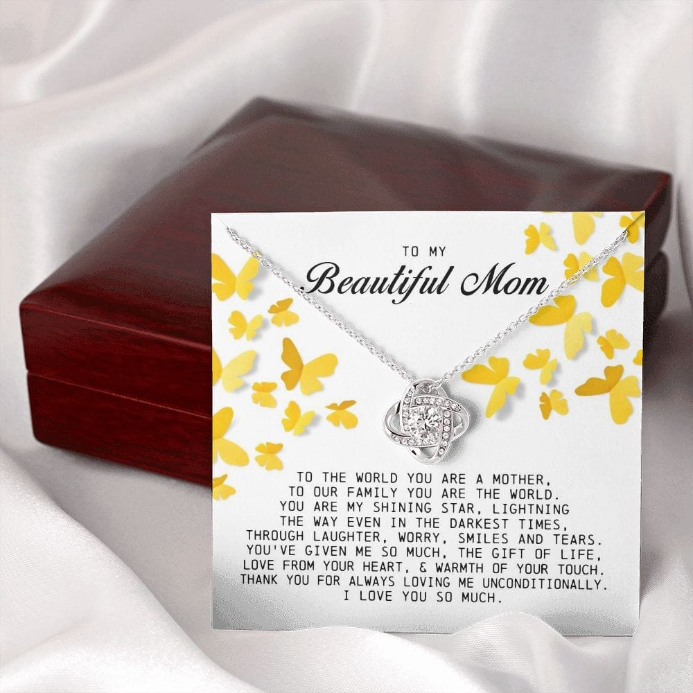 To My Beautiful Mom Love Knot Necklace