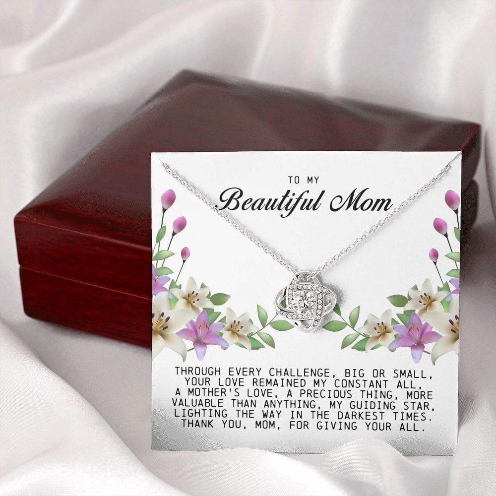 To My Beautiful Mom, Love Knot Necklace