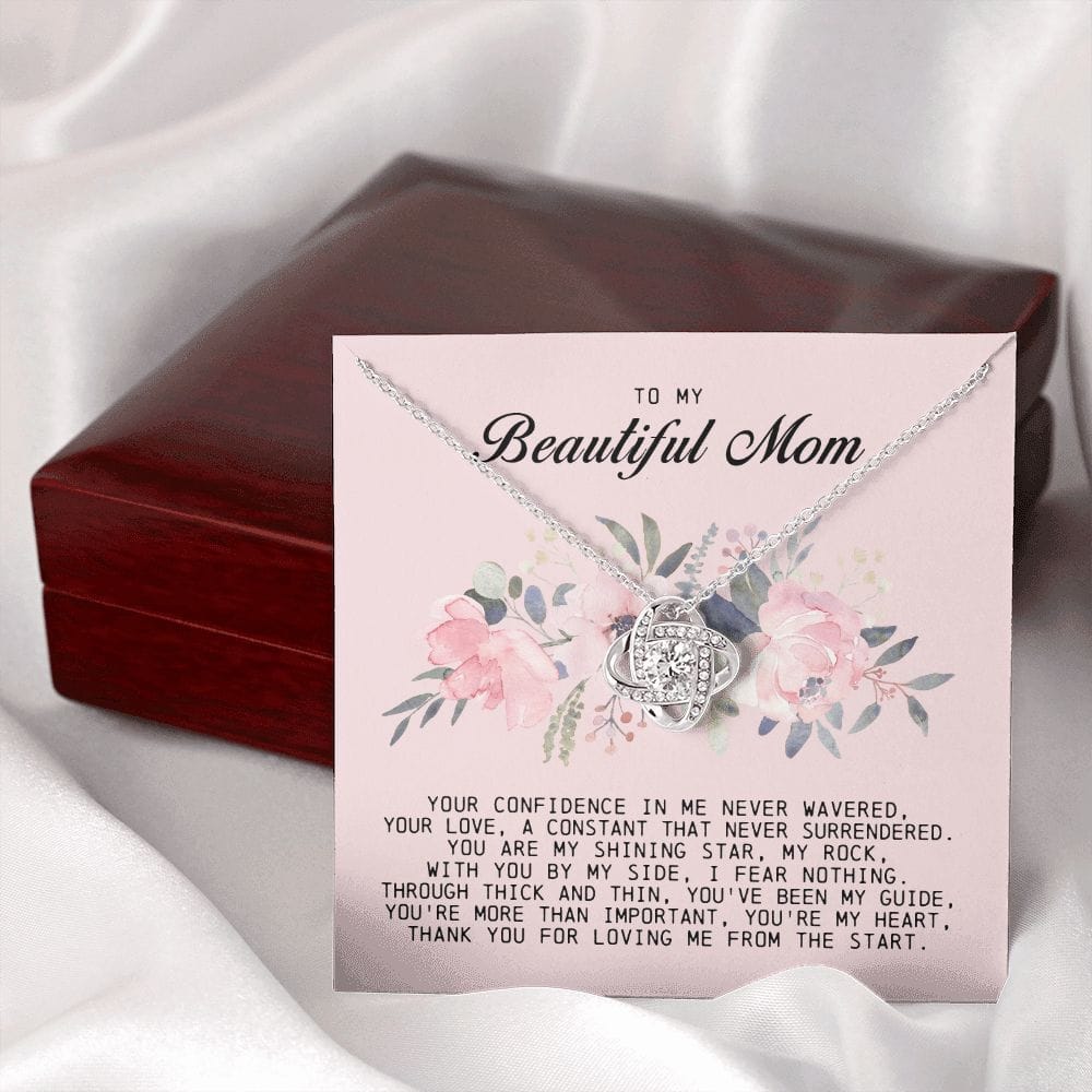 To My Beautiful Mom Love Knot Necklace