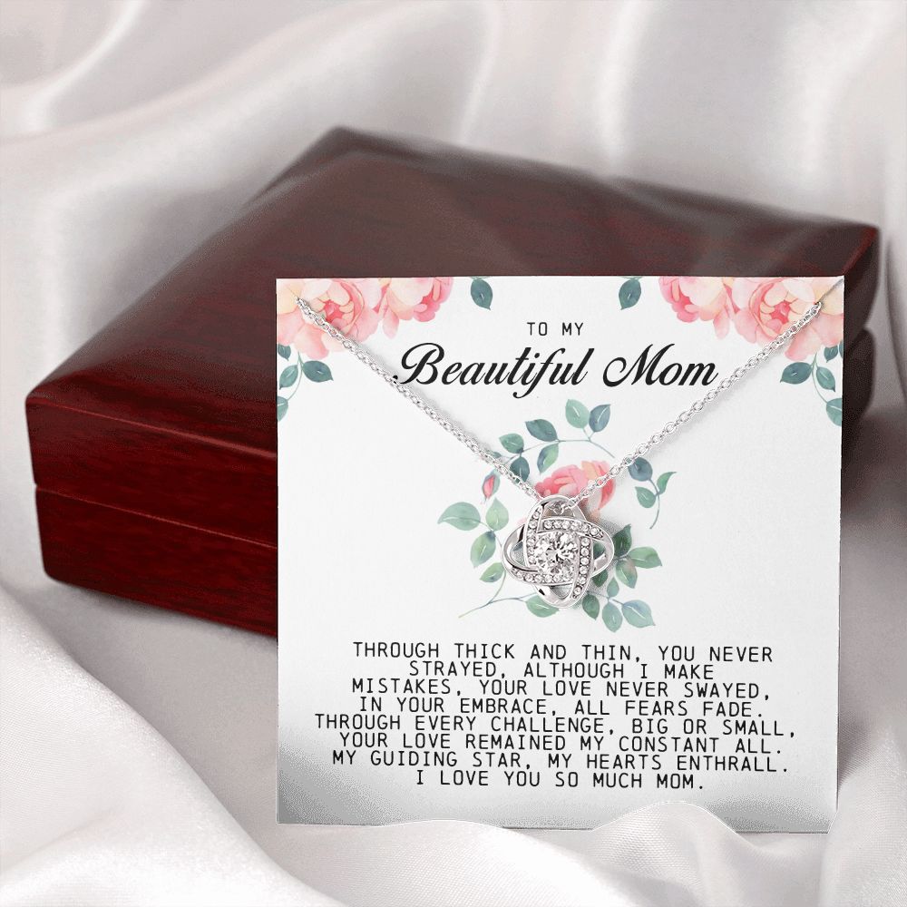 To My Beautiful Mom Love Knot Necklace