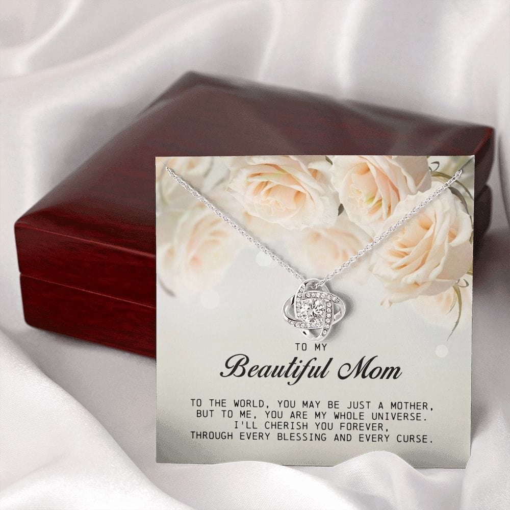 To My Beautiful Mom Love Knot Necklace