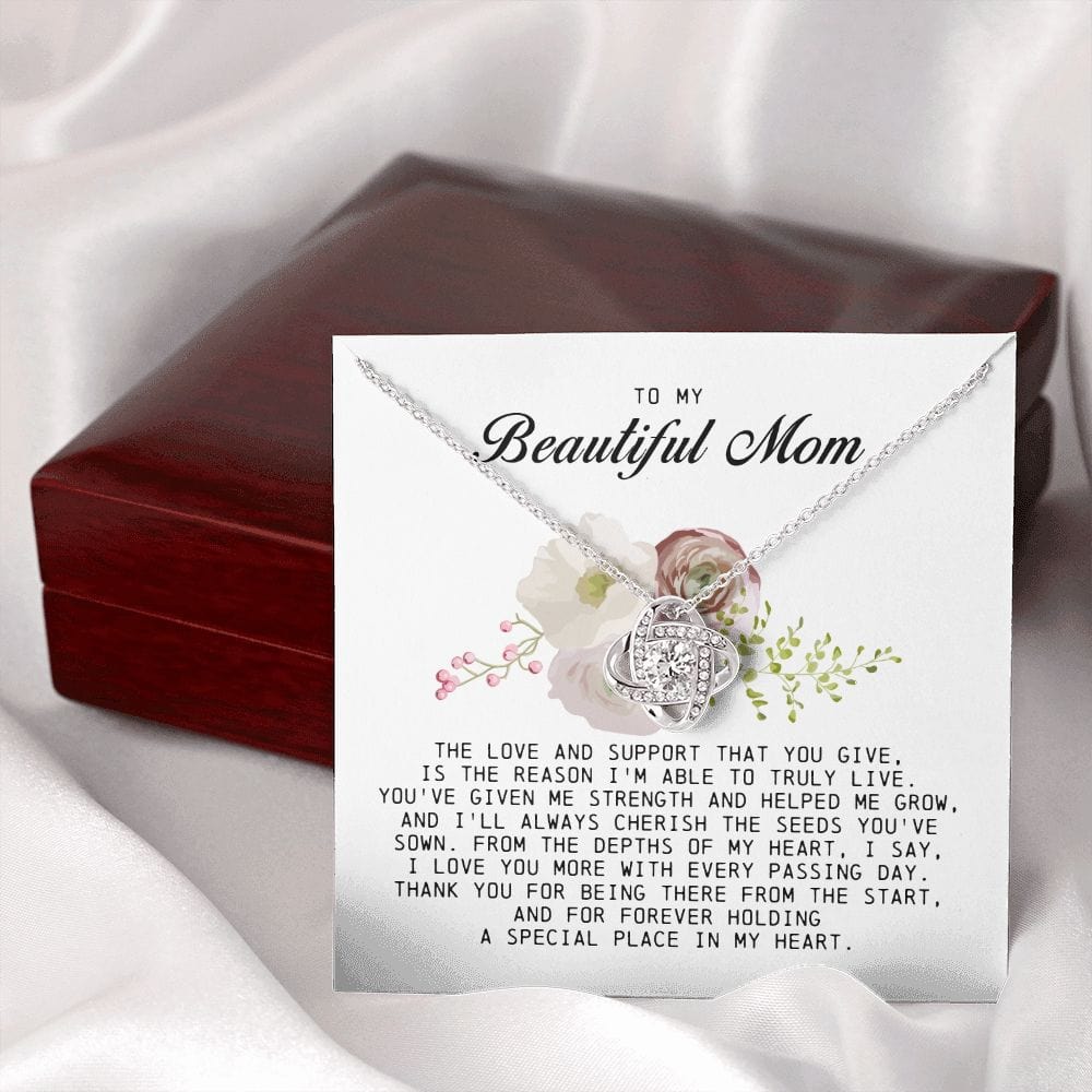 To My Beautiful Mom Love Knot Necklace