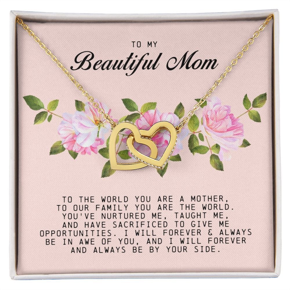 To my Beautiful Mom, Interlocking Hearts Necklace
