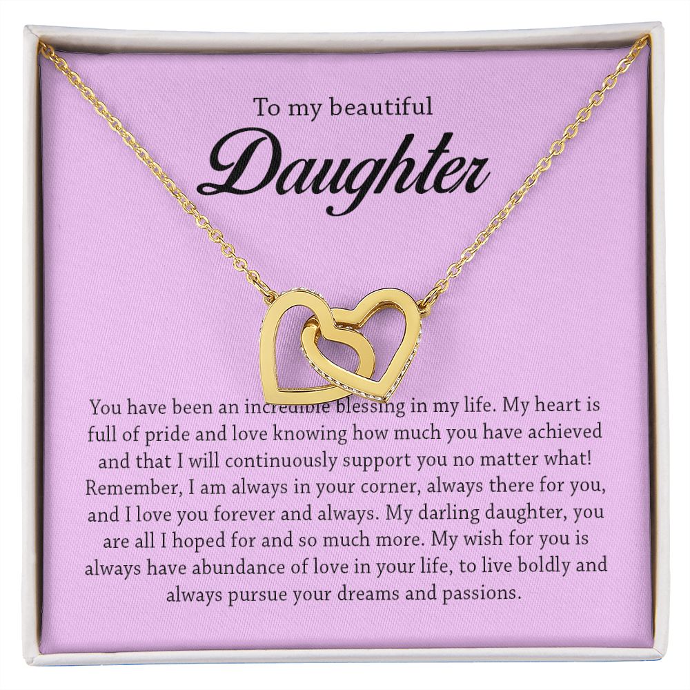 To My Beautiful Daughter, Interlocking Hearts Necklace