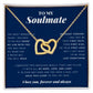 Interlocking Hearts Necklace, To My Soulmate 18K Yellow Gold Finish