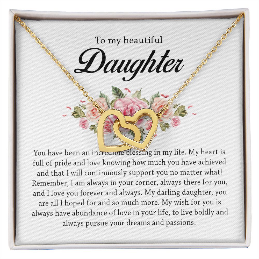 To My Beautiful Daughter, Interlocking Hearts Necklace
