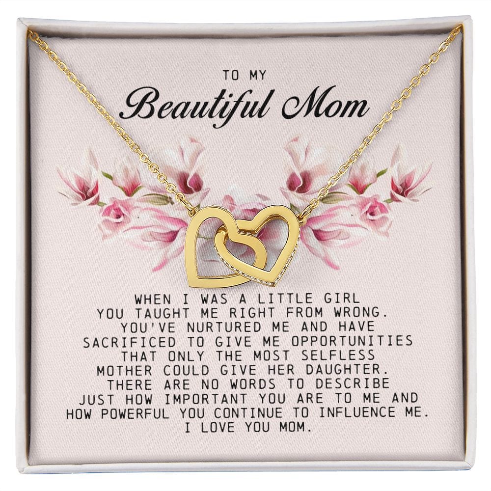 To my Beautiful Mom, Interlocking Hearts Necklace