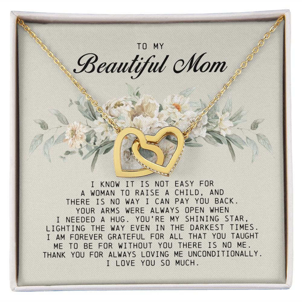 To My Beautiful Mom, Interlocking Hearts Necklace