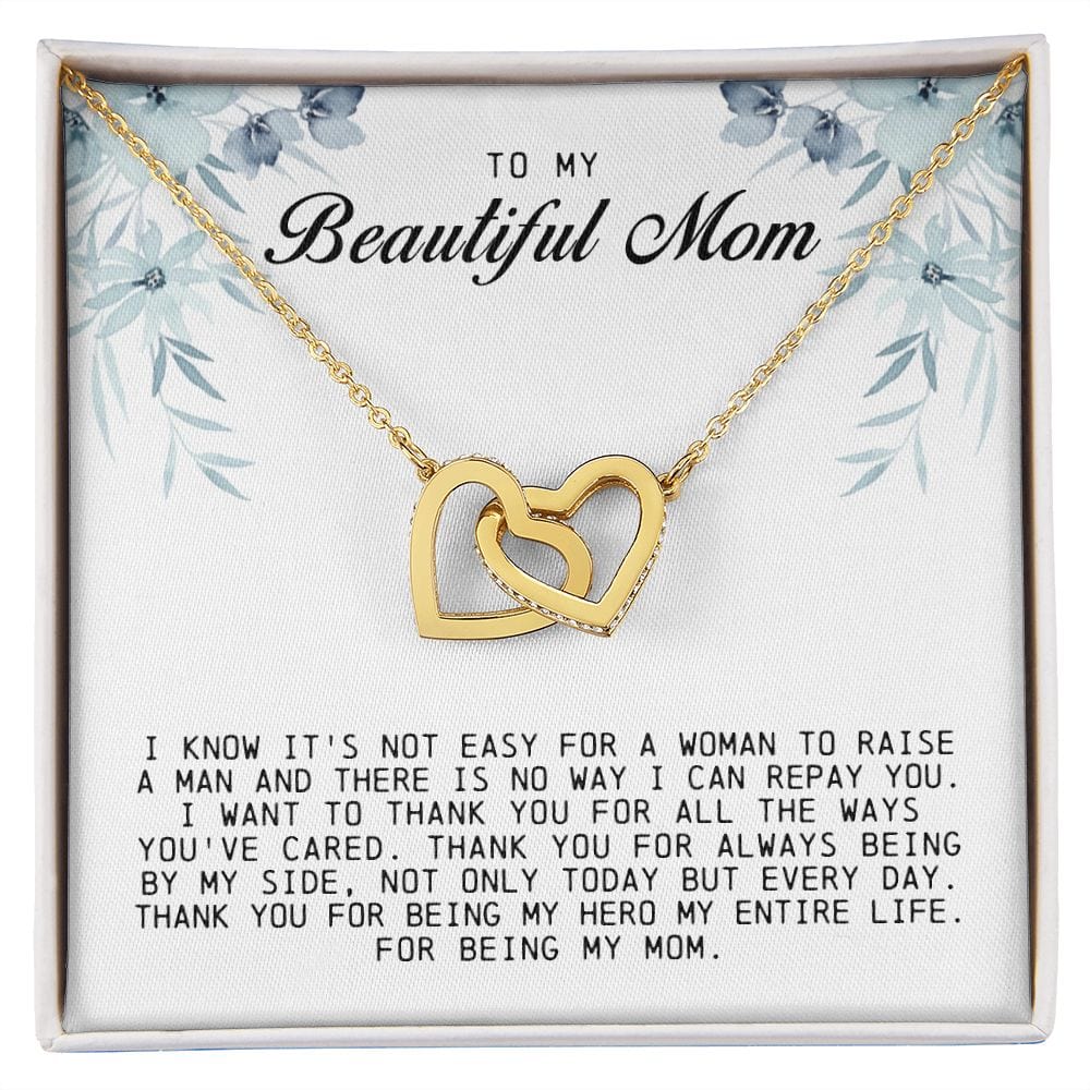 To my Beautiful Mom, Interlocking Hearts Necklace
