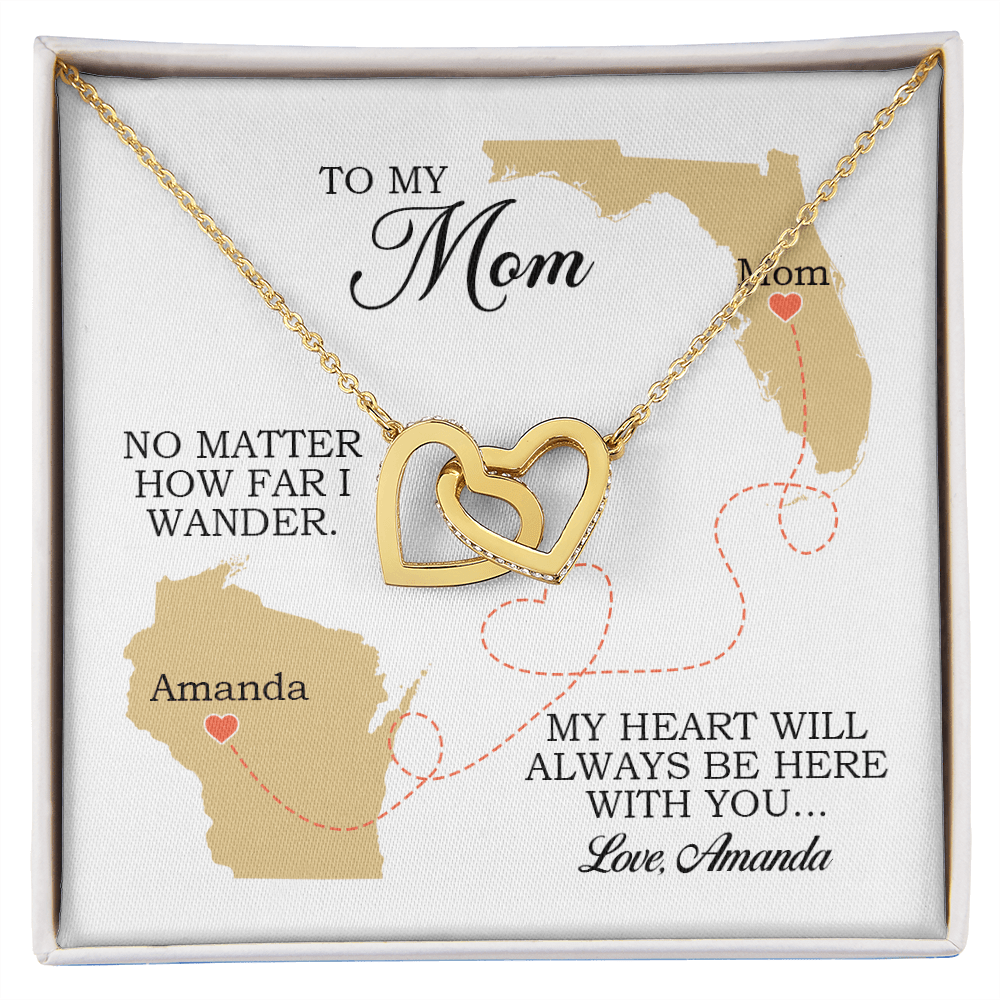 To My Mom Gift, Interlocking Hearts Necklace