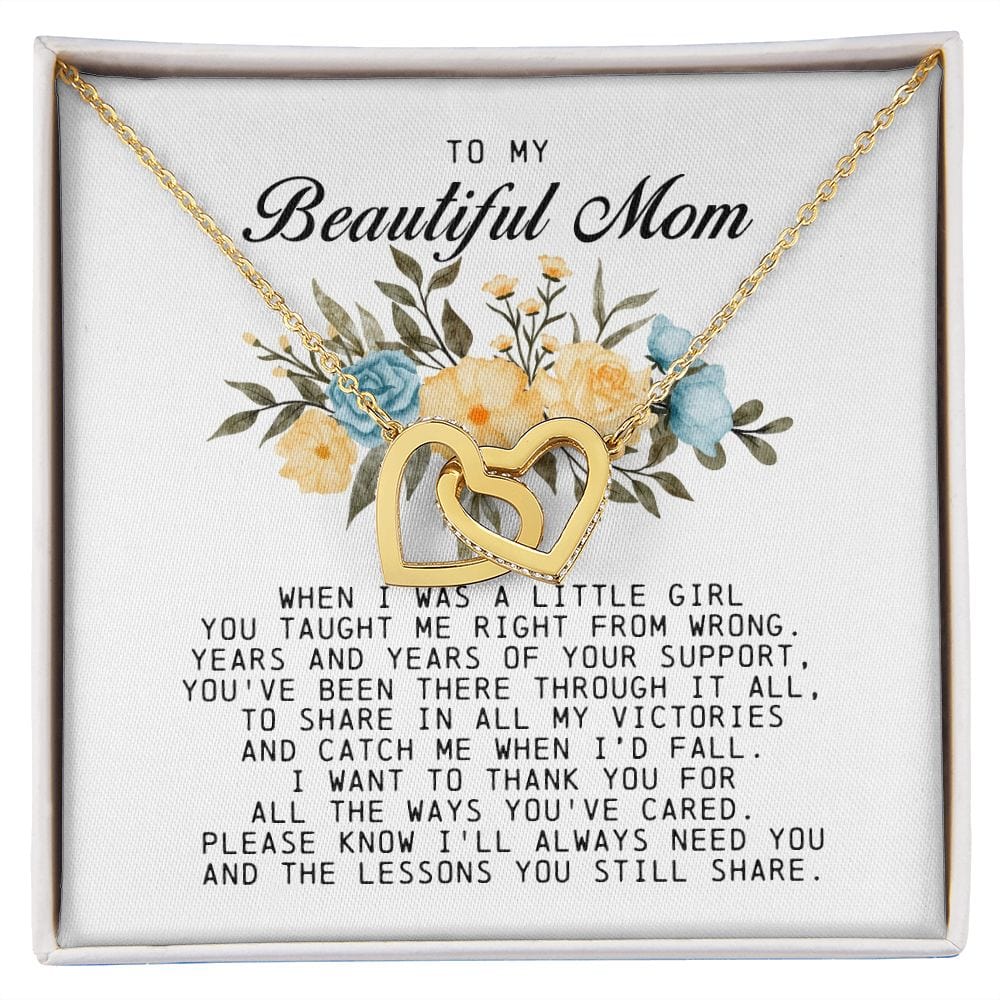 To my Beautiful Mom, Interlocking Hearts Necklace