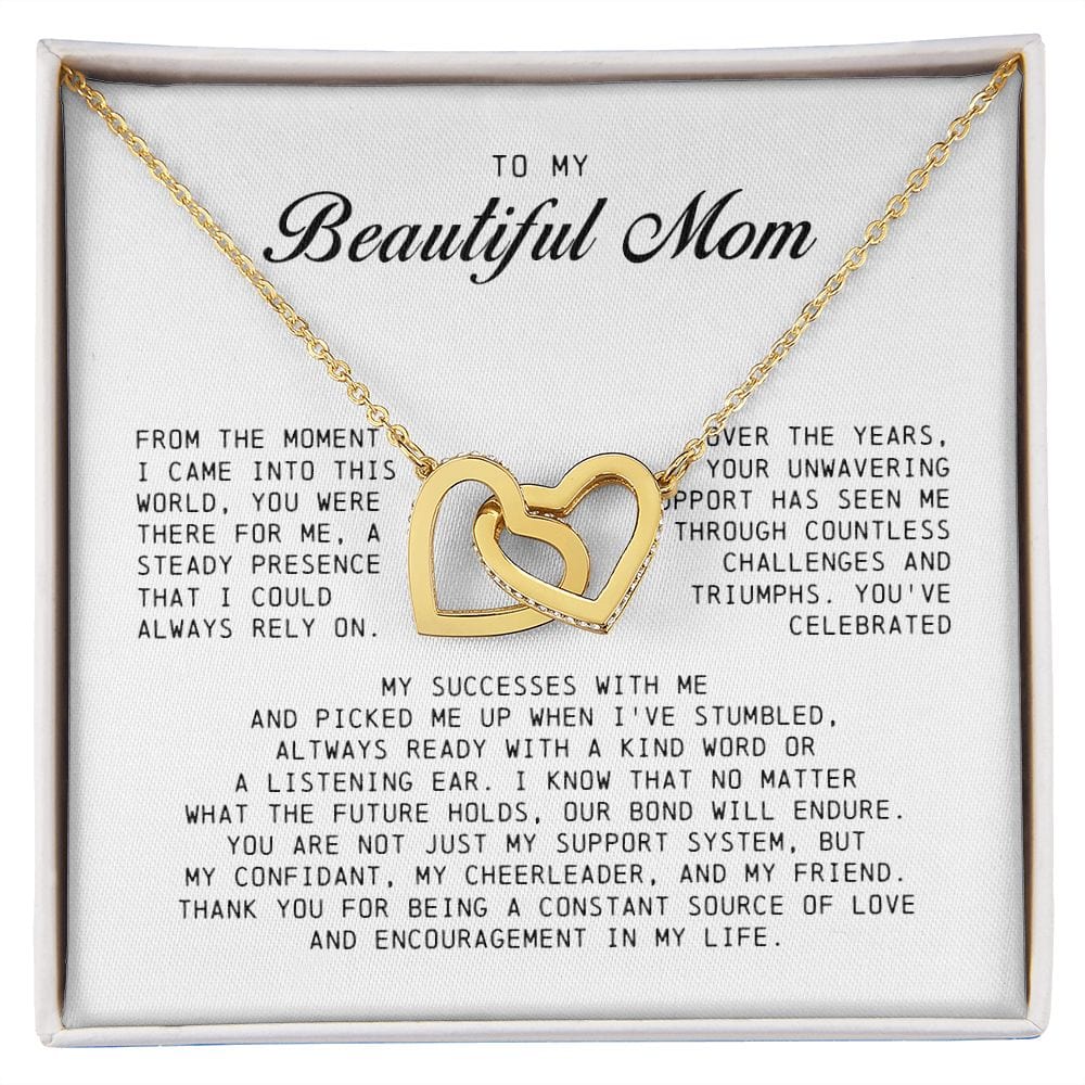 To My Beautiful Mom, Interlocking Hearts Necklace