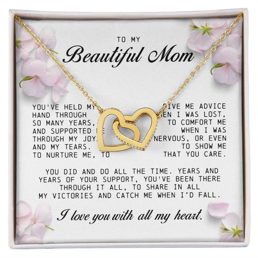 To My Beautiful Mom, Interlocking Hearts Necklace