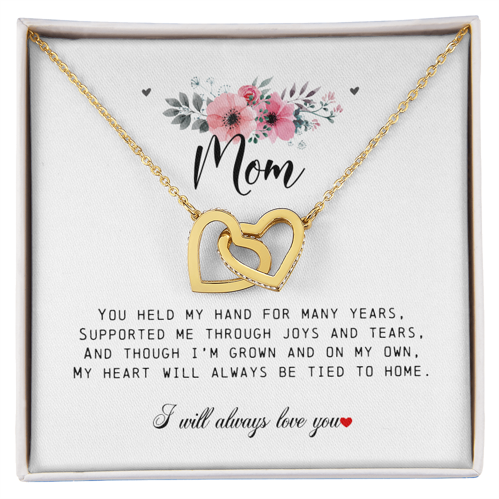 Mom Gift, Interlocking Hearts Necklace