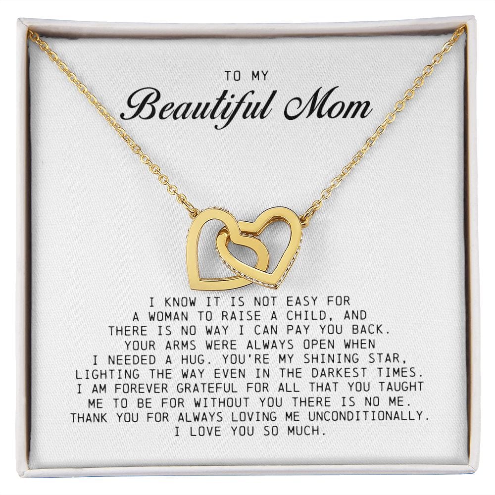 To My Beautiful Mom, Interlocking Hearts Necklace