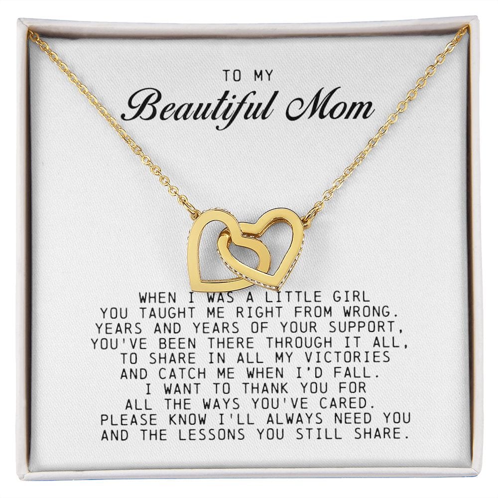 To my Beautiful Mom, Interlocking Hearts Necklace