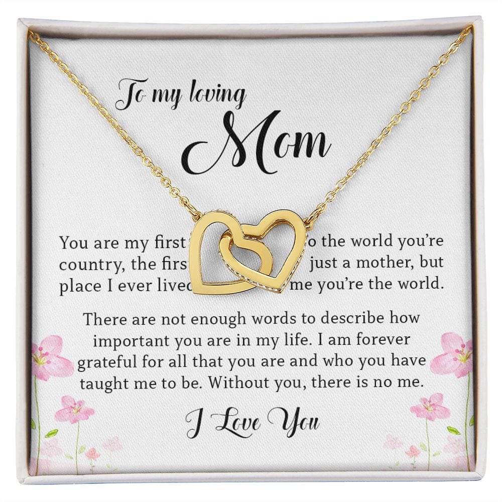 To My Loving Mom, Interlocking Hearts Necklace