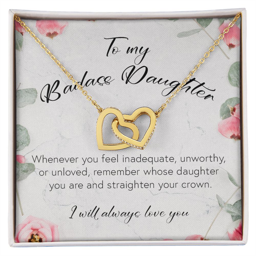 To My Badass Daughter, Interlocking Hearts Necklace