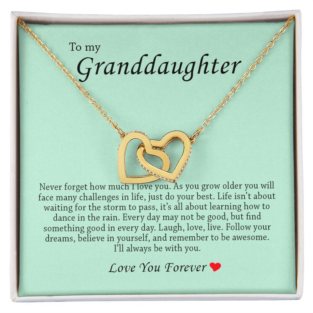 To My Granddaughter, Interlocking Hearts Necklace