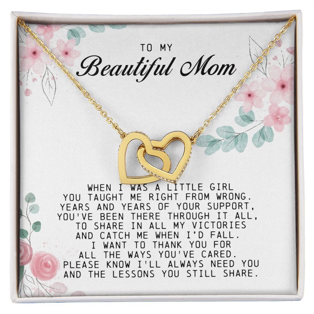 To my Beautiful Mom, Interlocking Hearts Necklace