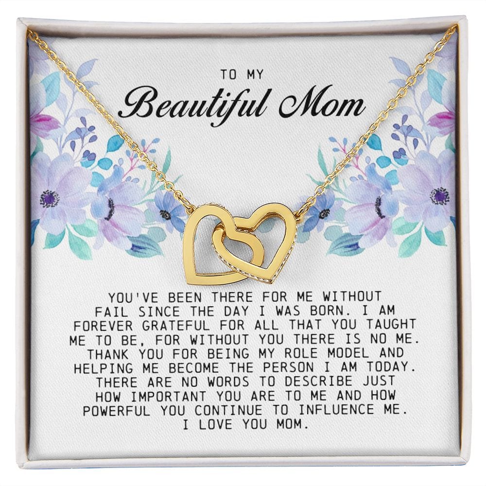 To my Beautiful Mom, Interlocking Hearts Necklace