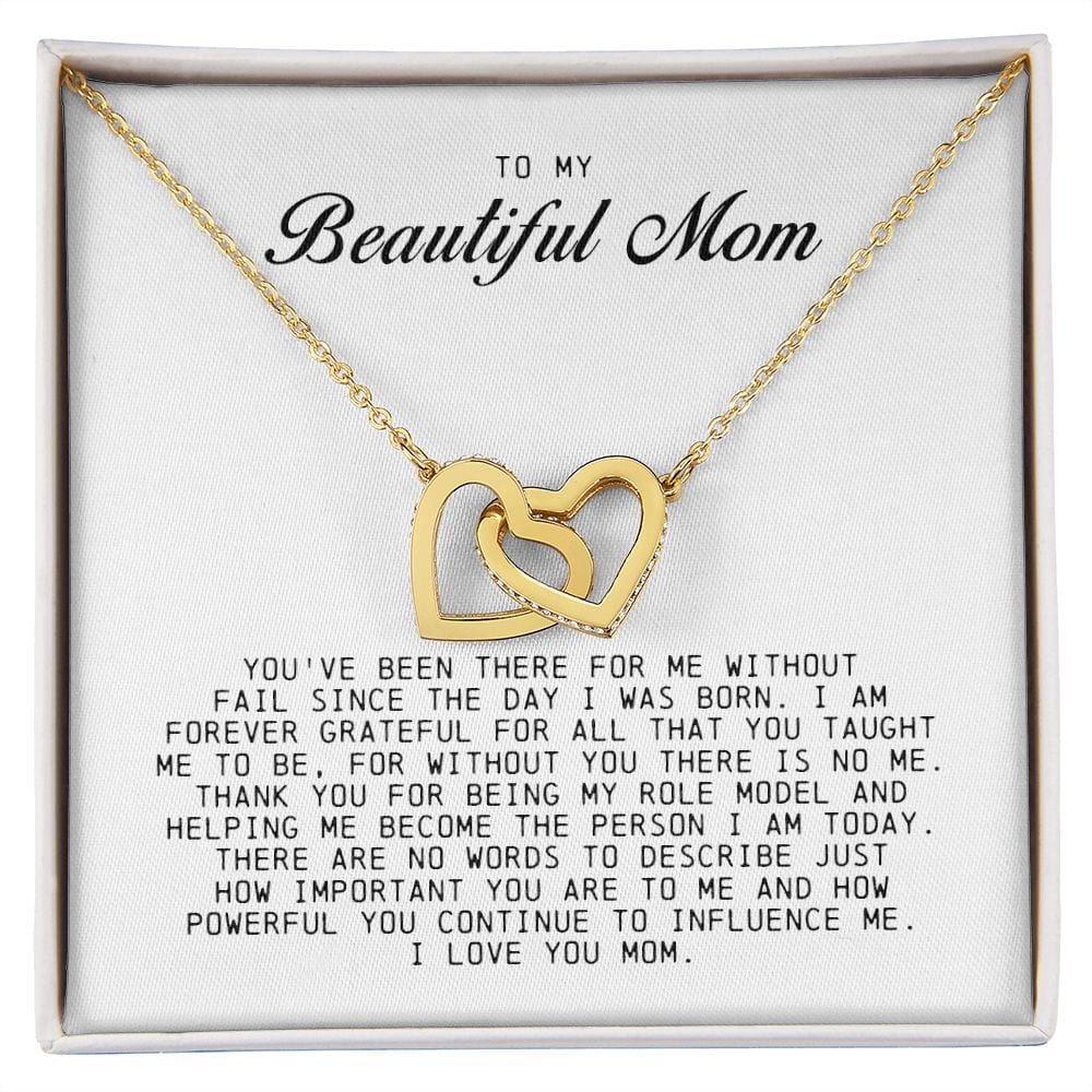 To my Beautiful Mom, Interlocking Hearts Necklace