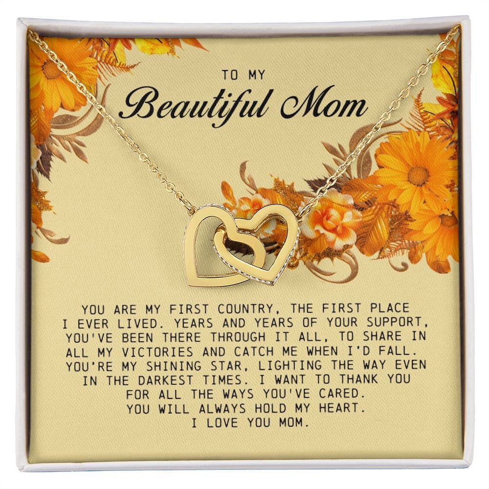 To My Beautiful Mom, Interlocking Hearts Necklace