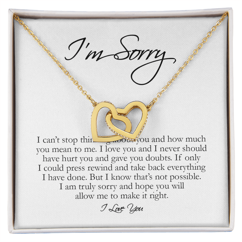 I'm Sorry Card, Interlocking Hearts Necklace