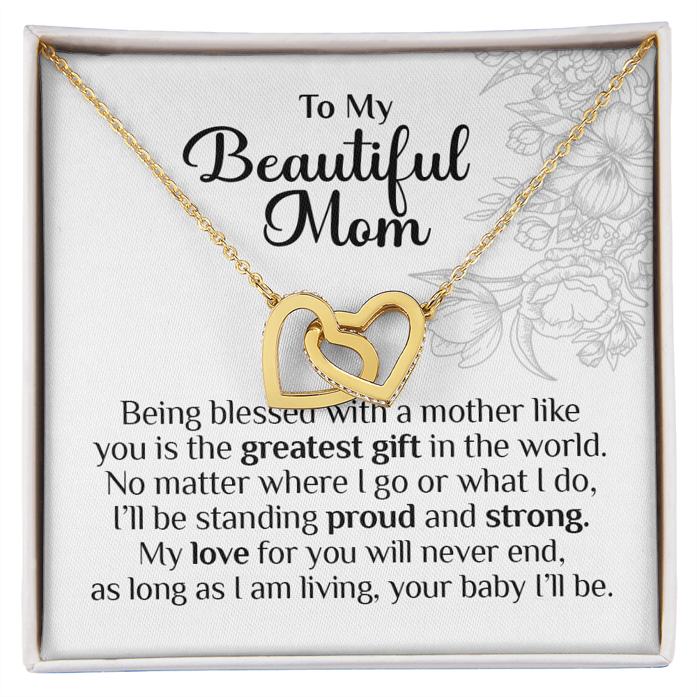 To My Beautiful Mom, Interlocking Hearts Necklace