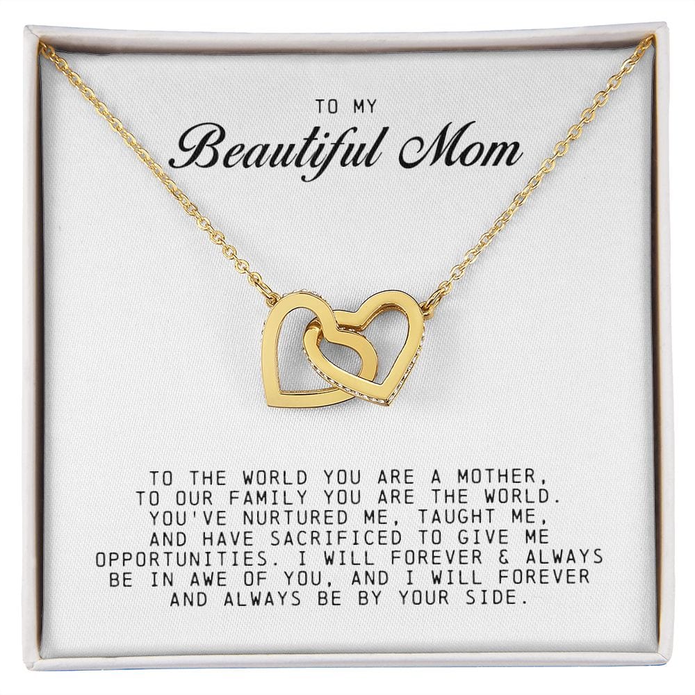 To my Beautiful Mom, Interlocking Hearts Necklace