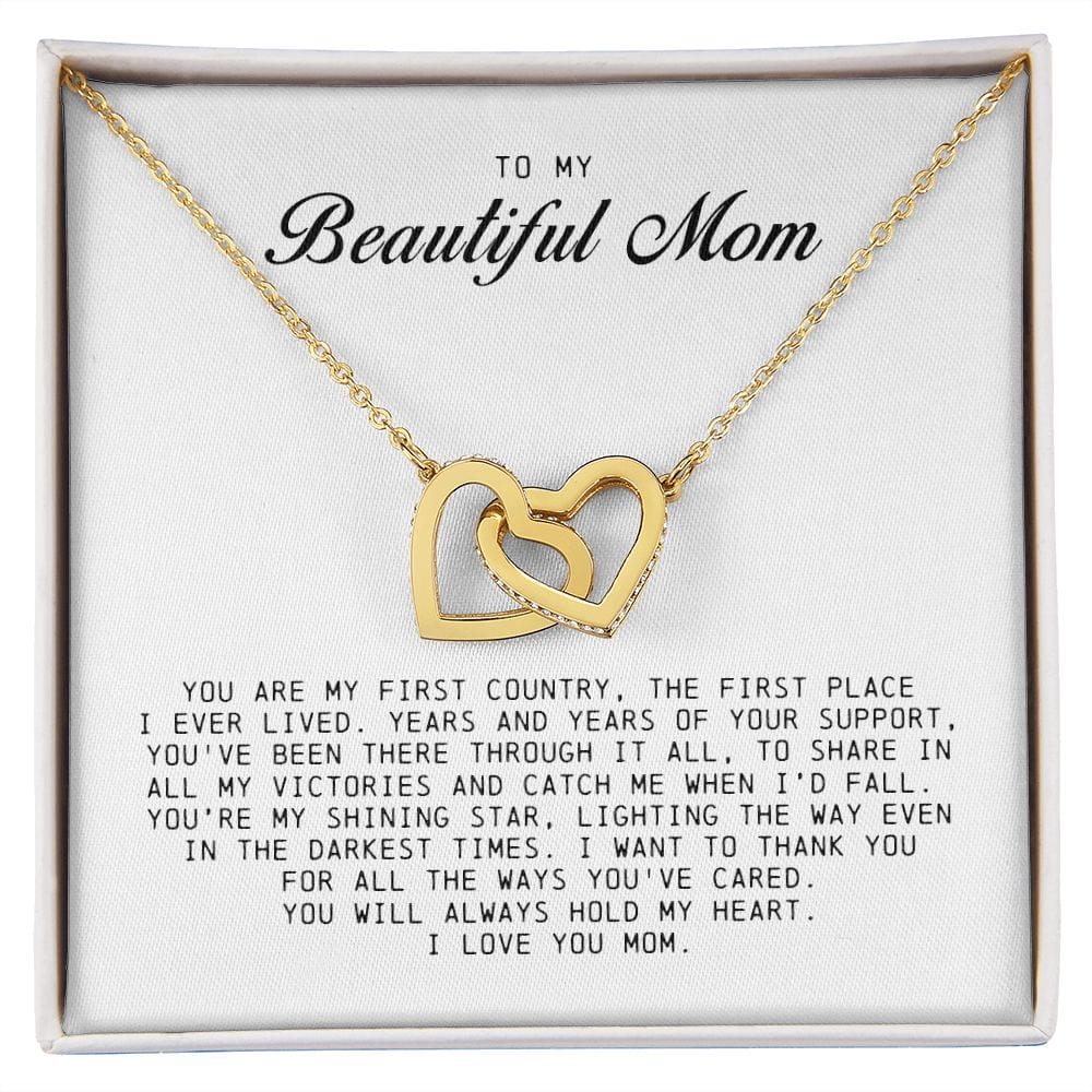 To My Beautiful Mom, Interlocking Hearts Necklace