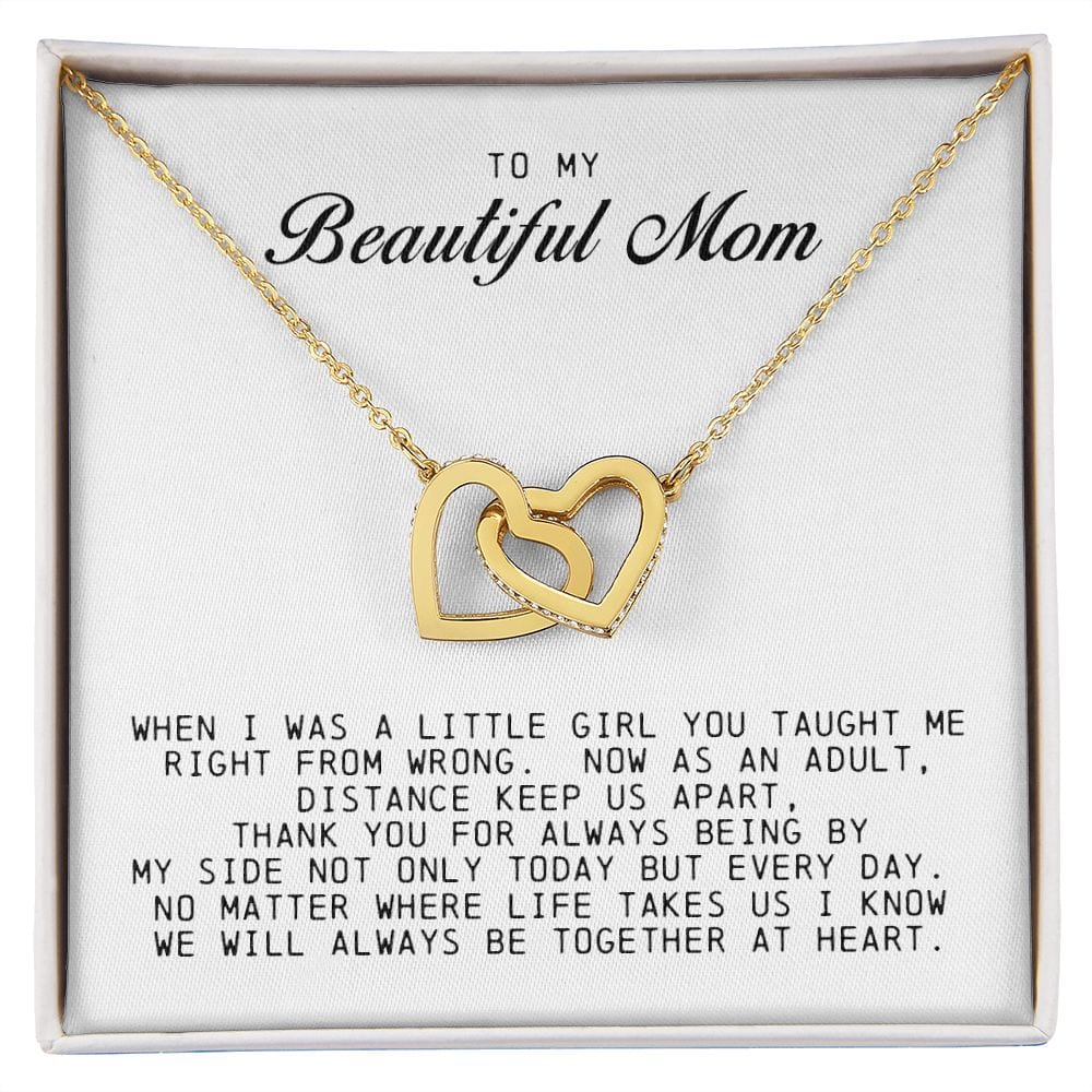 To my Beautiful Mom, Interlocking Hearts Necklace