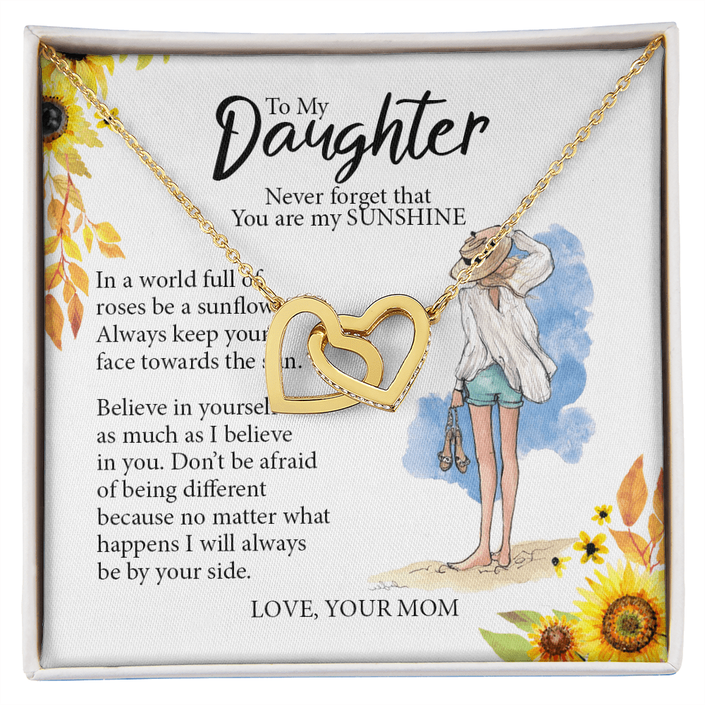 To My Daughter, Interlocking Hearts Necklace