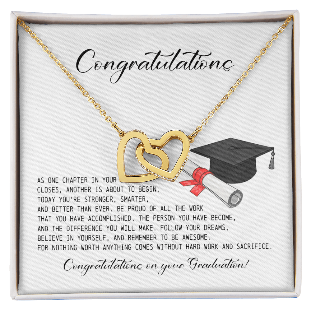 Graduation Gift for Her, Interlocking Hearts Necklace